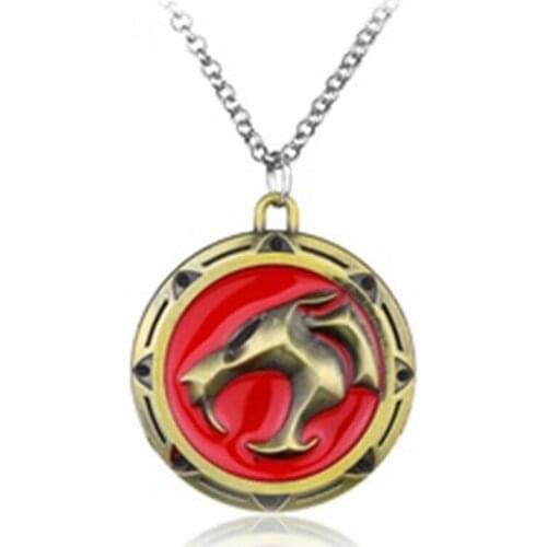 New Anime Cartoon Thunder Cat Pattern Pendant Necklace Mens Womens Necklace Metal Sliding Necklace Accessories Party Jewelry