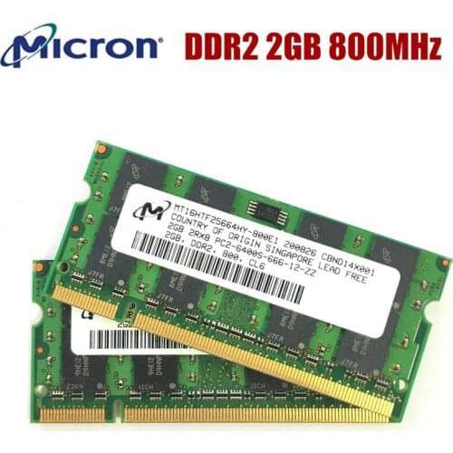 Lifetime warranty For Micron DDR2 2GB 800MHz PC2-6400S 667Mhz Notebook Memory Laptop RAM Original 200PIN SODIMM