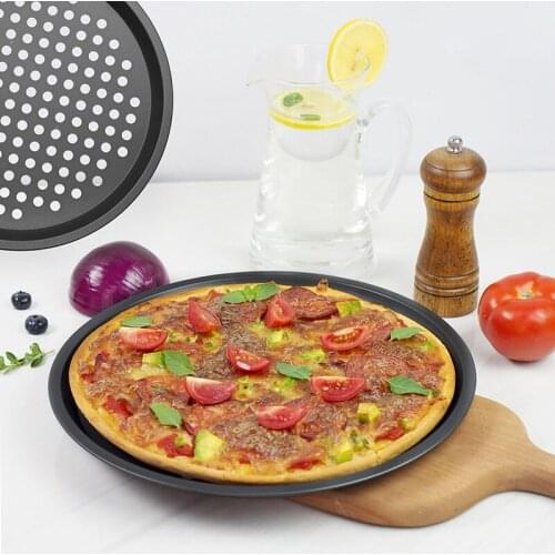 12inch Carbon Steel Non-stick Pizza Baking Pan Mesh Tray Plate
