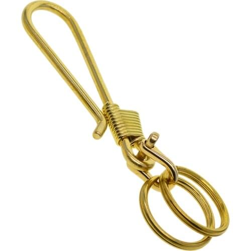 Retro Fish Hook Keychain Brass Clip-on Loop Key Chain with Ring Bag Car Key