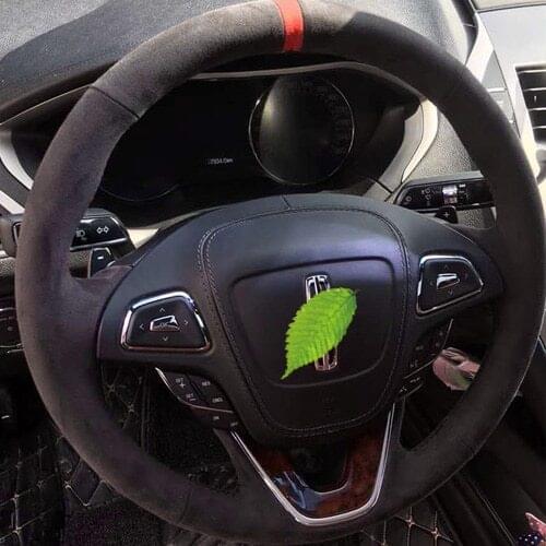 Steering wheel cover For Lincoln MKZ continental MKC MKX navigator DIY custom suede leather car interior accessories Auto parts