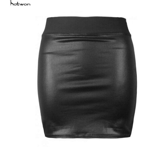 2017 Sexy Women Black PU Leather Pencil Bodycon High Waist Mini Short Elastic Skirt