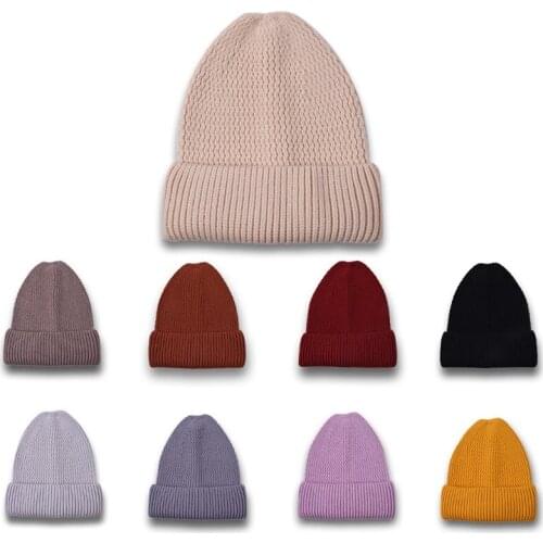 WZCX Vertical Stripes Ripple Beanie Hat Solid Color Korean Version Crimping Keep Warm Autumn Winter Knitted Hat Adult Cap