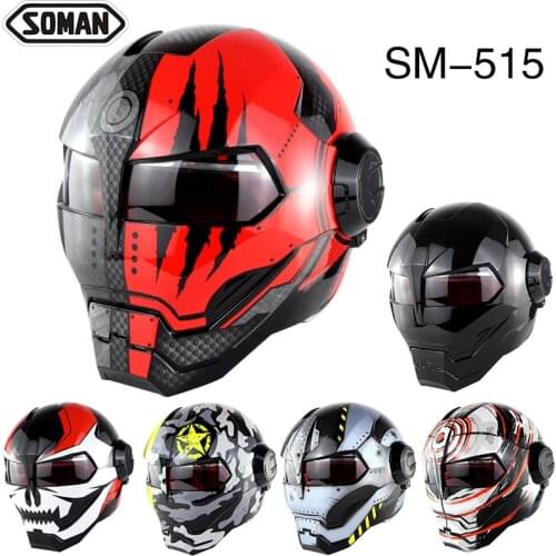 Robot Helmet Motorcycle Iron Helmet Monster Hero Super Man Retro Vintage Helmet Monster Vintage Casco Moto Model Avengers SM515