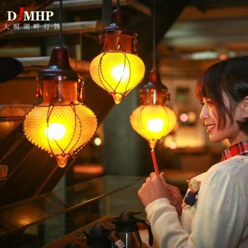 Mediterranean Style Decoration Handmade Turkish Pendant Light Glass Shades Mosaic Pendant Lamp For Bar Coffee Shop E14