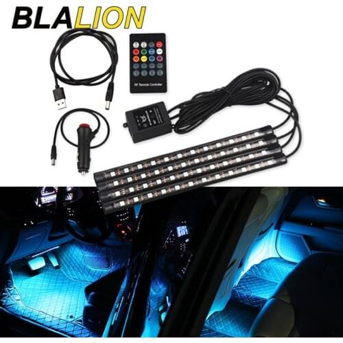 12V Led Car Foot Lamp Ambient Light RGB USB /Cigarette Lighter Remote Control Auto Interior Decorative Neon Atmosphere Lights