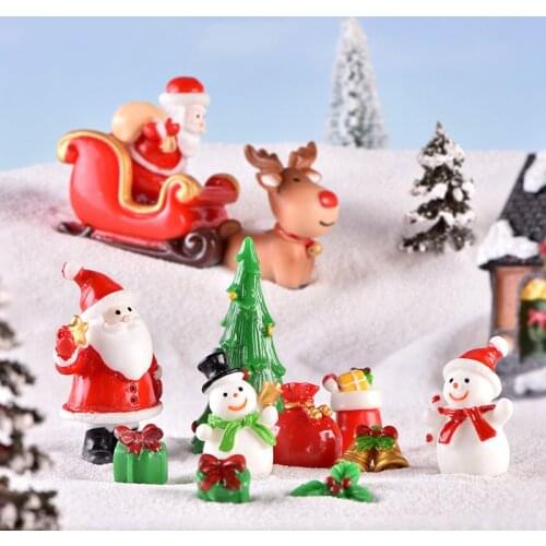 Christmas Decoration Micro-landscape Snow Scene Ornaments Christmas Tree Simulation Tree Train Elk Santa Claus Resin Ornaments