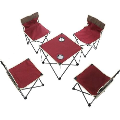 Outdoor Furniture Folding Table Chair Plus Oxford Casual Five-piece Suit Beach Chair Popular Men Women Travel Vacation Casual