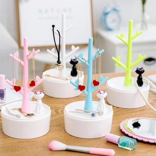 Cat Tree Shape Jewelry Earrings Necklace Bracelet Stand Holder Storage Rack Box