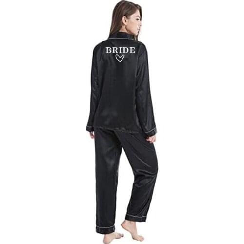 Personalized Pajamas silk BRIDE SQUAD long pants pajama Pajama Set home service two-piece suit