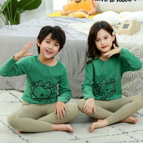 Childrens Clothing Sets for Toddler Girls 2 4 6 8 10 12Years Velvet Thermal Underwear Baby Boys Pajamas Suit Kids Lion Pyjamas