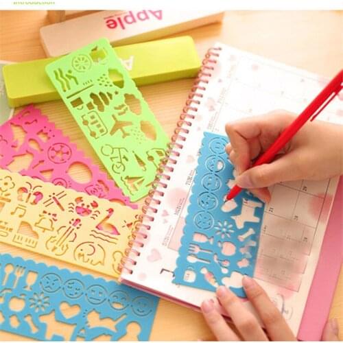 Random 1/2/5pcs Cartoon Children Speed Drawing Template Ruler Ruler Stationery Student School Supplies Wholesale