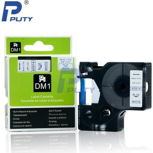 10pcs 40914 compatible dymo d1 label tape 9mm blue on white for dymo labelmanager label printer 260P 450D 3/8" Cartridge tape 7m