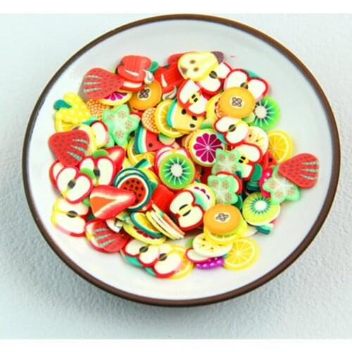 100 Pcs Bigger Size 10mm Fruit Slime Beads Charms for Polymer Clay Phone Case DIY Decoration