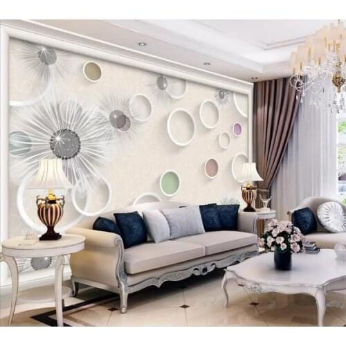 3D Abstract Wall Murals Circle Dandelion Flower Photo Wallpaper Mural for Living Room Sofa TV Backsplash Wall Art Decor Custom