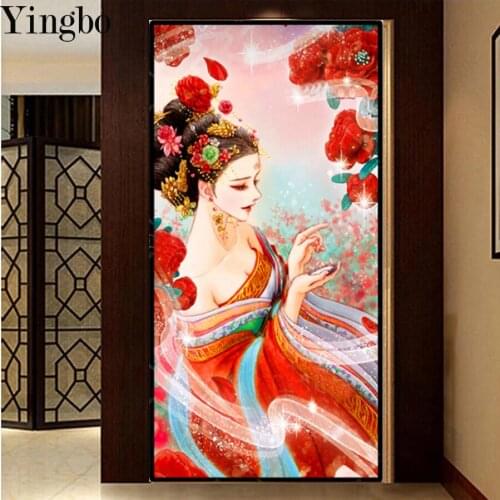 5D DIY Diamond Painting Retro art, japanese woman, flower pattern cross stitch full square/round diamond mosaic embroidery