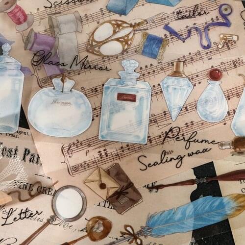 6 Sheets /Pack PET Sticker Grass Leaf Glass Butterfly Rose Retro Pocket DIY Decorative Stickers