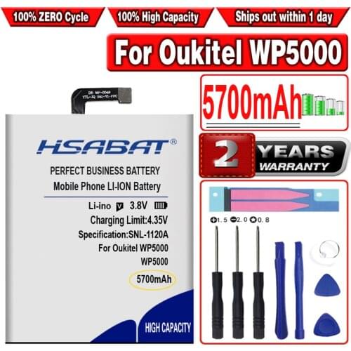 HSABAT 5700mAh High Capacity Battery for Oukitel WP5000 WP 5000 Smart Phone