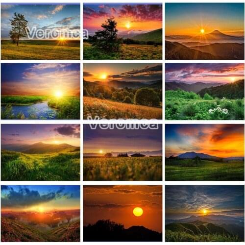 5D Diy Diamond Painting Full Drill Sunset Landscape Diamond Embroidery Kits Mountain Tree Nature Scenery Mosaic Home Decor