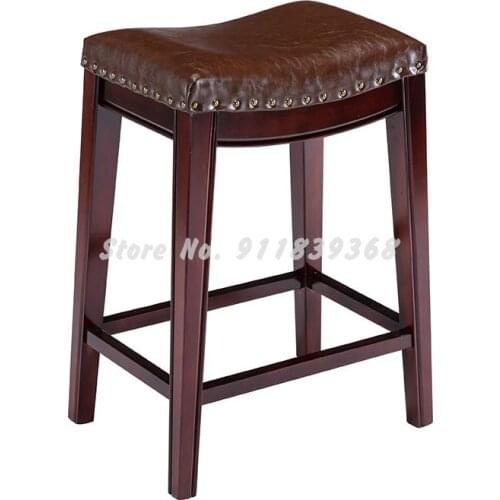 American Bar Chair Solid Wood Bar Stool Household High Chair European High Stool Island Bench 55cm Jewelry Shop Stool