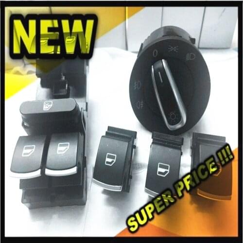 Free ship Chrome Auto Headlight switch+ Master & Single Window Switch For Volkswagen VW CC Tiguan Passat B6 Golf 5 6 Jetta MK5