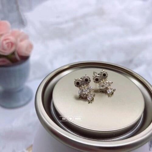 Free Shipping Cute Crystal Owl Girls Stud Earrings For Women Vintage CZ Stone Animal Statement Earrings wedding Jewelry earrings