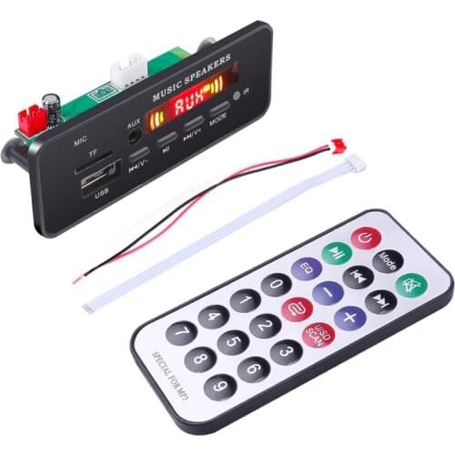 Wireless Bluetooth 5.0 MP3 WMa Decoder Board Remote Control Player 12V USB FM AUX TF SD Card Module Car Radio MP3 Speaker