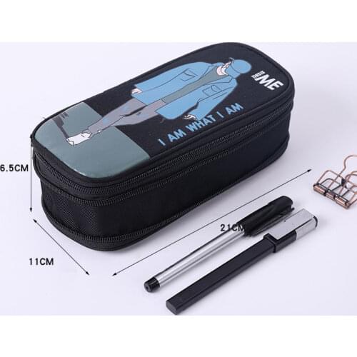 Learning Tool High School Student Pencil Case Student Double-Layer Large-Capacity Stationery Canvas Storage Bag Classic Pocket