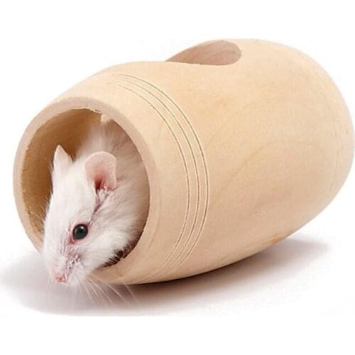 Small Animal Hamster Wooden Cage Bed Toy House Rat Hamsters Mouse Wooden Pet Supplier Length 8 cm
