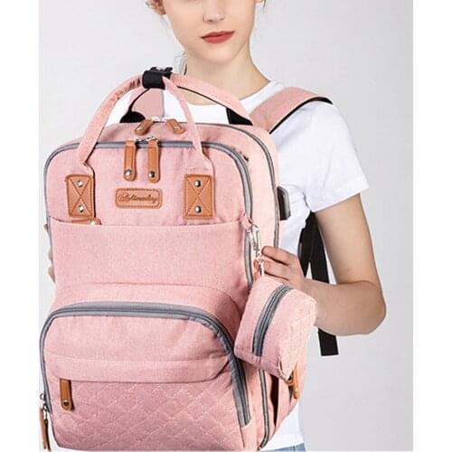 Y166 Baby Diaper Backback Large Capacity Mummy Nappy Bag Multifunctional Daypack with Pacifier Holder Changing Pad Stroller S