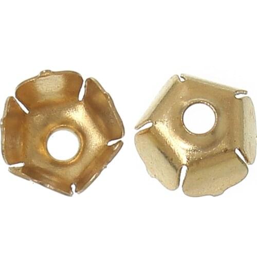 DoreenBeads Brass Beads Caps Flower Brass Tone (Fits 6.0mm Beads) 7.0mm( 2/8") x 7.0mm( 2/8"), 20 PCs Hot new