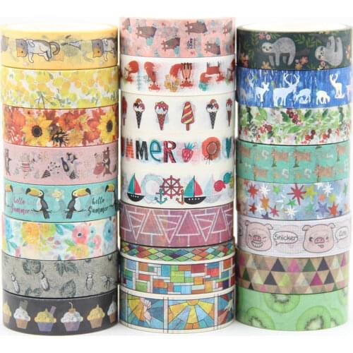 E1- E74 1Pcs Kawaii Cartoon Decoration Tape Paper Washi Masking Tape Creative Scrapbooking Stationary School Supplies