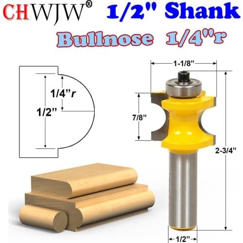 1 pc 1/2" Shank Bullnose Router Bit 1/4"r - 1/2" Bead Woodworking cutter Tenon Cutter for Woodworking Tools - CHWJW 13115