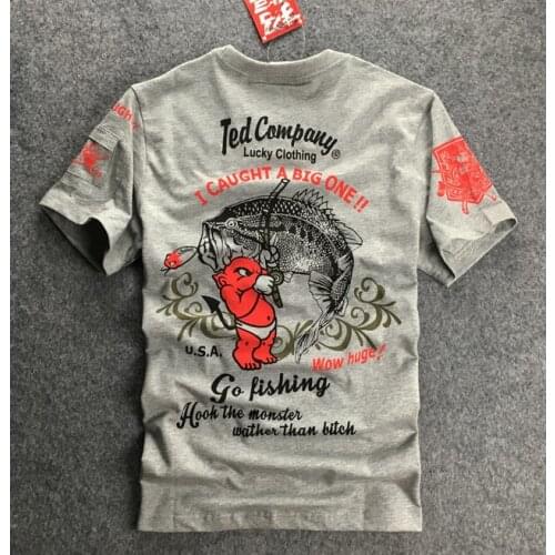Devil Go Fishing Tattoo Short Sleeve T-shirt Mens Casual Cotton Rock T shirts Japanese Painting Hip Hop Tops Tees Shirt