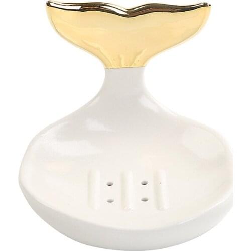 Ceramic Soap Box Drain Simple Fashion Soap Box Hotel Bathroom Decoration Soap Dish Holder Jewelry Ring Holder