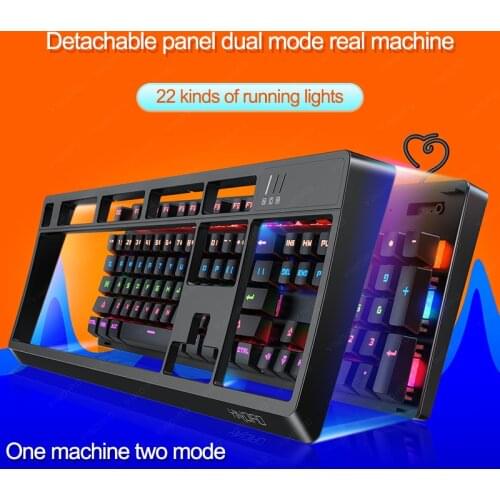 Mechanical Gaming 104 Keys Detachable Panel Dual Mode Keyboard White Backlit USB Wired Connection for Notebook PC