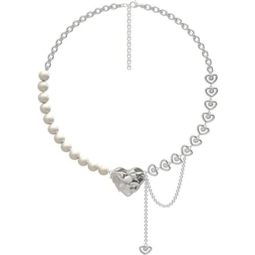 Cream love necklace Pearl love pendant necklace