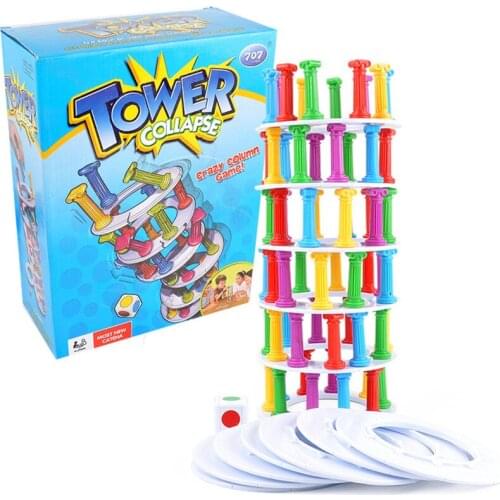 Crash Tower Game Party Toy Wobbly Tower Collapse Crazy Column Game TumblingTower Collapse Board Game Stacking Towering Blocks