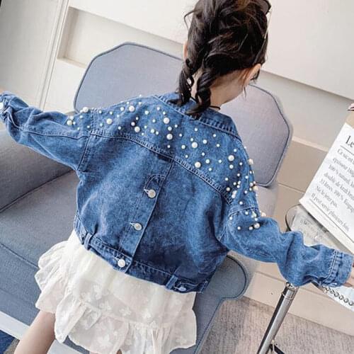 Children Outwear Coat Cartoon Denim Jacket For Girls Spring Autumn Kids Fashion Embroidery Jean Jacket Girls Kids Denim Clothes