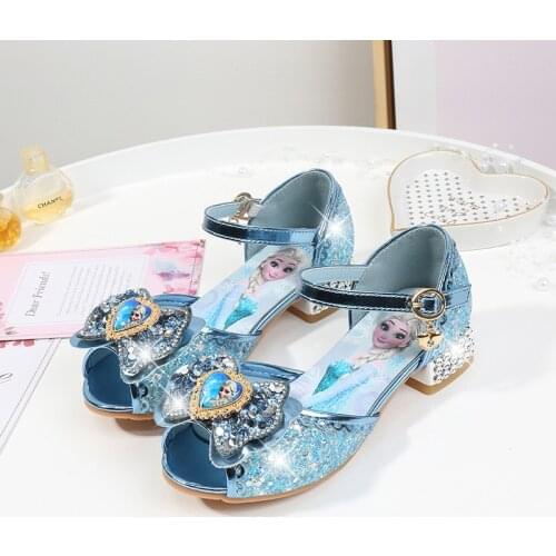 Disney Summer New Girl casual shoes High Heel Sandals Little Girl Frozen elsa Princess Childrens Fish Head Sandals