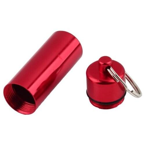 Hot Selling 1pcs optional Keychain Pill Box WaterProof Silvery Aluminum Drug Case Bottle Holder Container