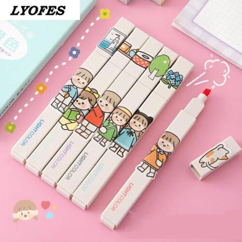 6 pcs/set Japanese Stationery Highlighter Pen Mildliner Highlighters Art Marker Gift School&Office Art Stationery Supply