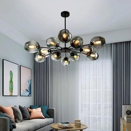 Nordic LED Glass Chandelier Lighting for Dining Room, LOFT Indoor Decor Chandeliers Ceiling Living Room Bedroom Home Decor Lamp