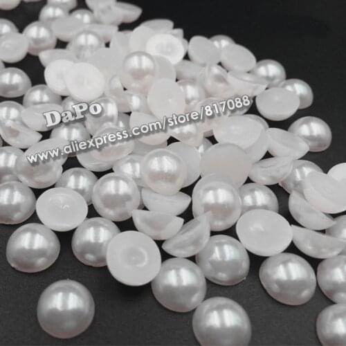 NEW 3D Fashion 200pcs white/beige Half Pearl Bead Flat Back 6mm Scrapbook for Craft FlatBack