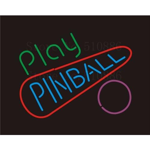 Custom NEON Sign Board Play Pinball Glass Tube Beer Bar Club Pub Party Display Store Shop Light Signboard Signage Signs 17*14"