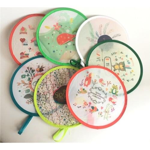 Free shipping (7pcs/lot)Colorful Nylon Portable Folding Fan for party gift Fan cool summer lovely hand fan/Flying disk