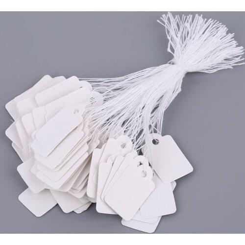 Rectangular Blank White Price Tag 100 Pcs With String Jewelry Label Promotion Store Accessories Paper Made Universal Use In Shop