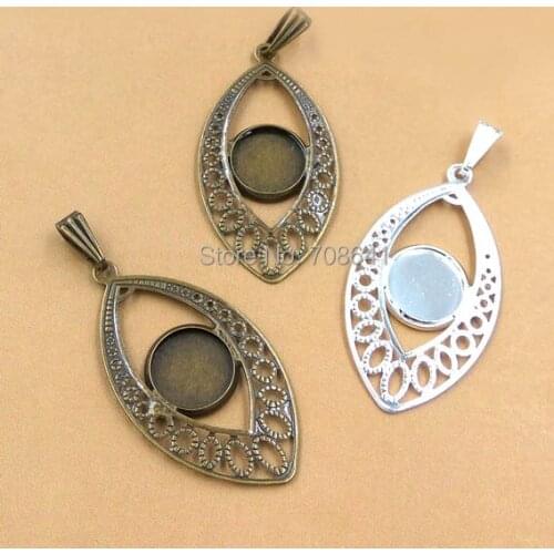 Blank 10mm Round Bezel Bases Vintage Filigree Marquise Flower CABs Cabochons Pendant Settings DIY Findings Clothing Accessories