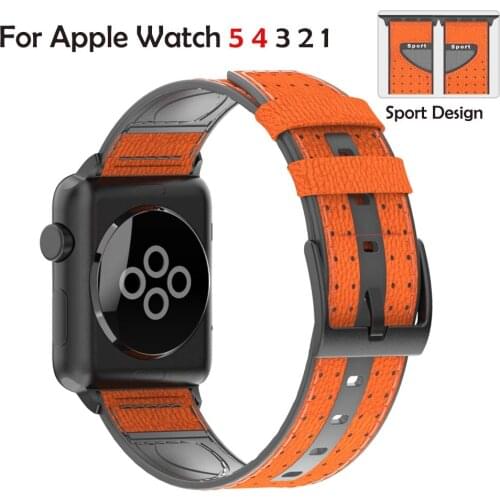 Leather Silicone+Carbon Sport Strap For Apple Watch Band 6 5 4 3 2 1 SE Sport Bracelet Watchband For iWatch 44MM 40MM 42MM 38MM