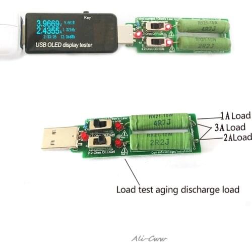 Resistor USB dc Electronic Load With Adjustable Switch 3 5V1A Current/2A/3A Battery Capacity Discharge Voltage Tester Resistance